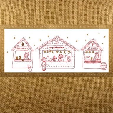 Kit broderie traditionnelle Marche de noel au p'tit bonheur Alsace Nothalten