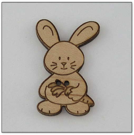 Bouton bois Au p'tit Bonheur - Lapin avec carotte