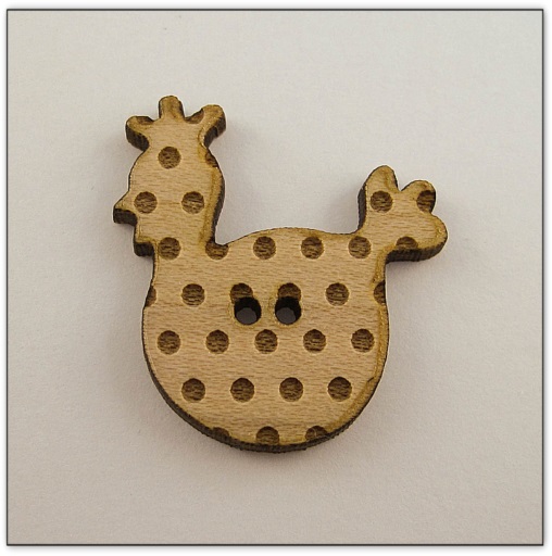 Bouton bois Au p'tit Bonheur - Poule à pois