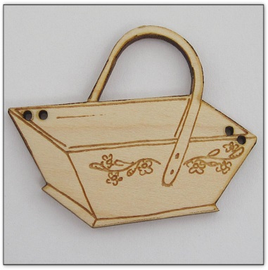 Bouton bois  Au p'tit Bonheur panier vendanges
