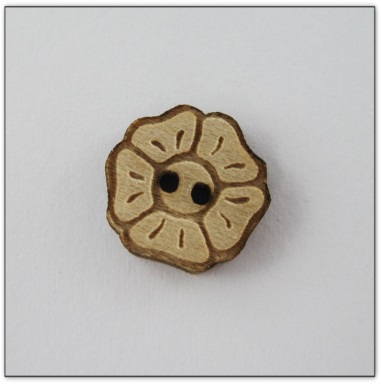 Bouton bois fleur fabrication artisanale française Au p'tit Bonheur brodrie patchwork
