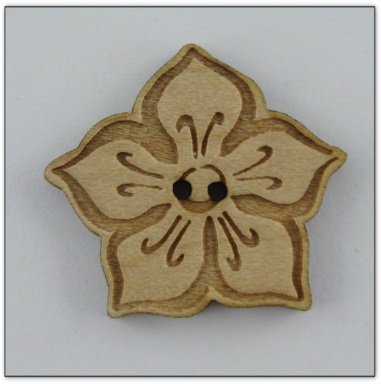 Bouton bois fleur fabrication artisanale française Au p'tit Bonheur brodrie patchwork