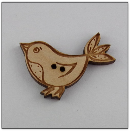 Bouton bois Au p'tit Bonheur oiseau Cathy Kilian