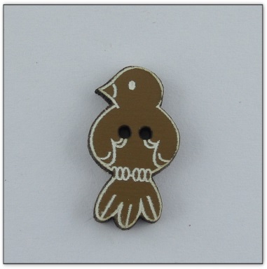 Bouton bois oiseau brun fabrication artisanale française Au p'tit Bonheur brodrie patchwork