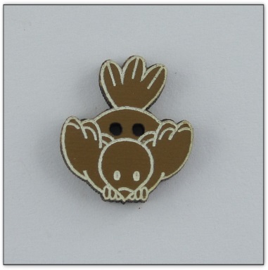 Bouton bois oiseau brun fabrication artisanale française Au p'tit Bonheur brodrie patchwork