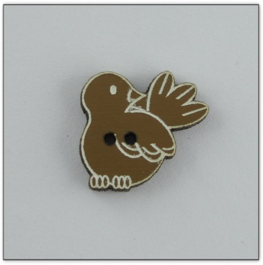 Bouton bois oiseau brun fabrication artisanale française Au p'tit Bonheur brodrie patchwork