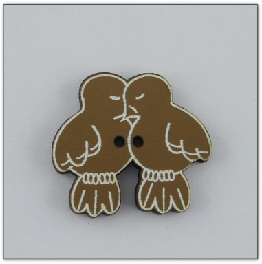 Bouton bois oiseau brun  fabrication artisanale française Au p'tit Bonheur brodrie patchwork
