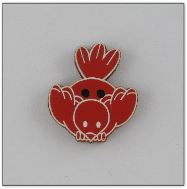 Bouton bois oiseau rouge fabrication artisanale française Au p'tit Bonheur brodrie patchwork