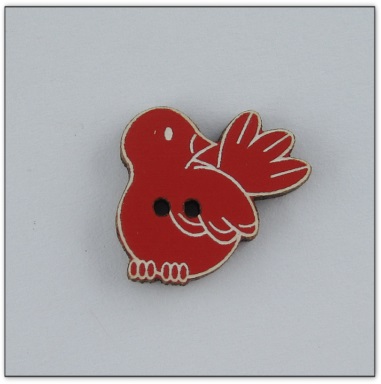 Bouton bois oiseau rouge fabrication artisanale française Au p'tit Bonheur brodrie patchwork