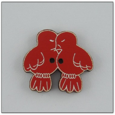 Bouton bois oiseau rouge fabrication artisanale française Au p'tit Bonheur brodrie patchwork
