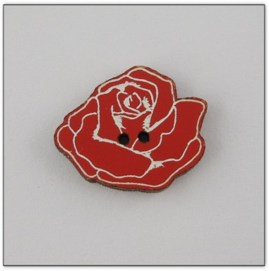 Bouton bois rose rouge  fabrication artisanale française Au p'tit Bonheur brodrie patchwork