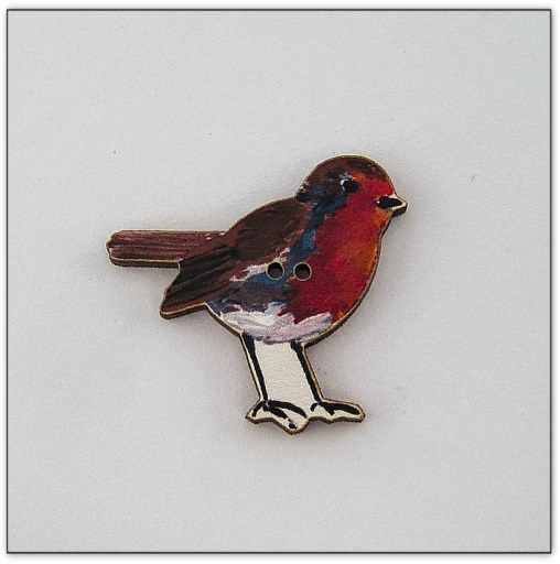 Bouton bois Au p'tit Bonheur - Rouge gorge