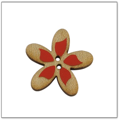 Bouton bois fleur fabrication artisanale française Au p'tit Bonheur broderie patchwork