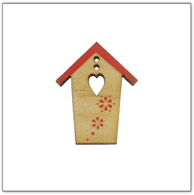 Bouton bois nichoir rouge fabrication artisanale française Au p'tit Bonheur broderie patchwork