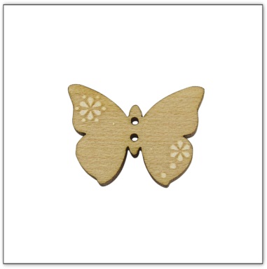 Bouton bois papillon blanc fabrication artisanale française Au p'tit Bonheur broderie patchwork